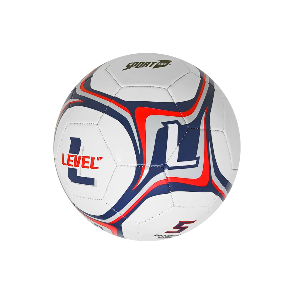 Pallone da Calcio Level, Rosso e Blu - Misura 5 - in Cuoio Sintetico