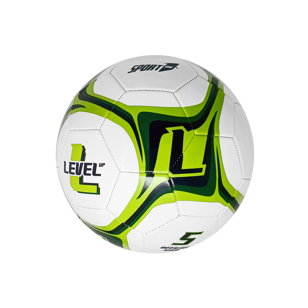 Pallone da Calcio Level, Verde e Giallo - Misura 5 - in Cuoio Sintetico