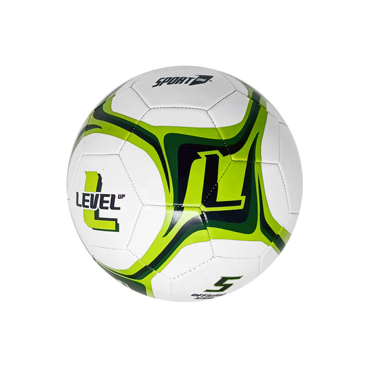 Pallone da Calcio Level, Verde e Giallo - Misura 5 - in Cuoio Sintetico