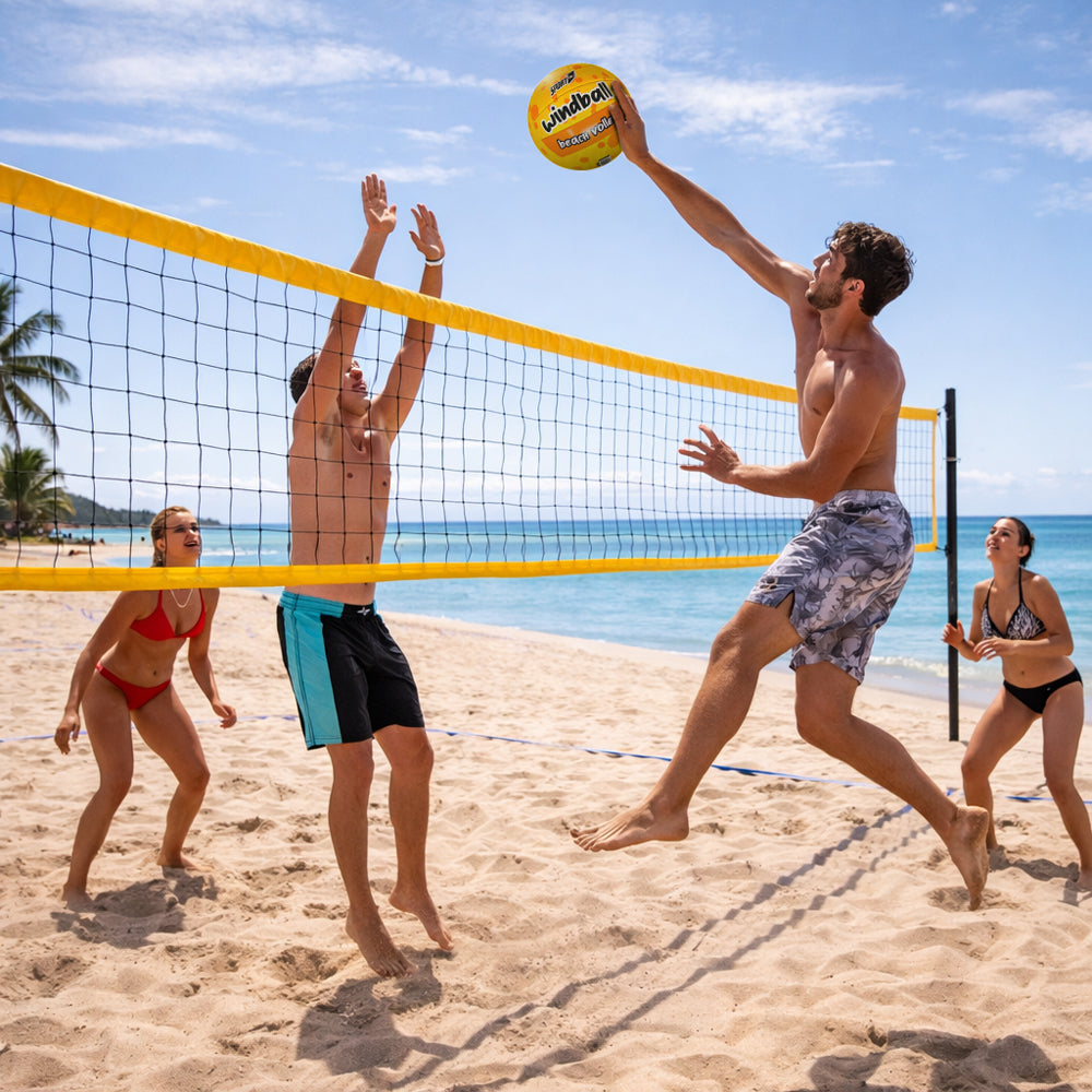 Pallone Windball Beach Volley Giallo - Misura 5 - Soft Touch in Cuoio Sintetico