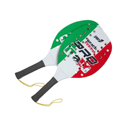 Set Racchettoni Beach Tennis PRO in Legno 12mm con Palla Morbida Tricolore – Racchette Resistenti per Mare, Spiaggia e Tempo Libero