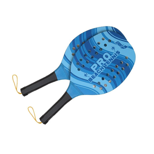 Set Racchettoni Beach Tennis PRO in Legno 12mm con Palla Morbida - Blu– Racchette Resistenti per Mare, Spiaggia e Tempo Libero