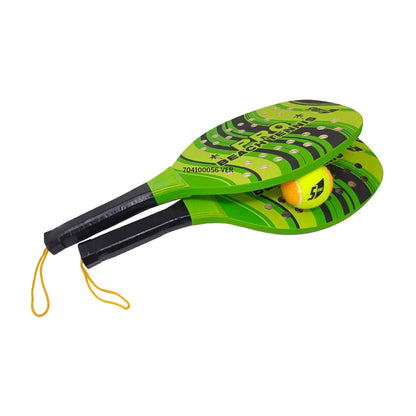 Set Racchettoni Beach Tennis PRO in Legno 12mm con Palla Morbida - Verde– Racchette Resistenti per Mare, Spiaggia e Tempo Libero
